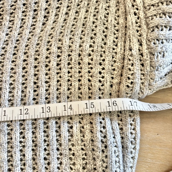 John + Jenn Gray Open Knit Ribbed Pullover Sweater, Small - Picture 5 of 8